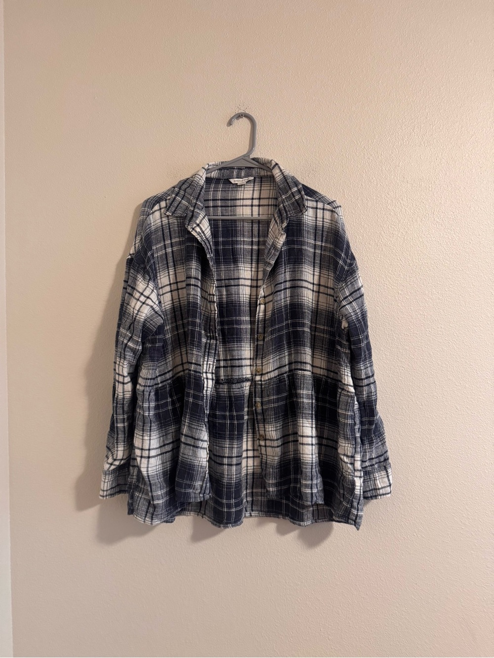 American Eagle Outfitters Navy & White Plaid Shirt Jacket